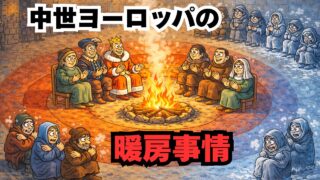 暖炉の前だけ天国だった中世ヨーロッパ―大広間の中央で普通に火を焚く時代