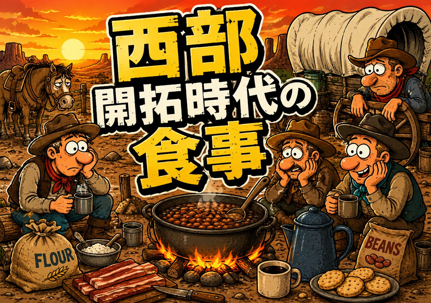 【西部開拓時代の食事】カウボーイは毎日ステーキを食べていた？実際は「豆とコーヒー」が命綱だった